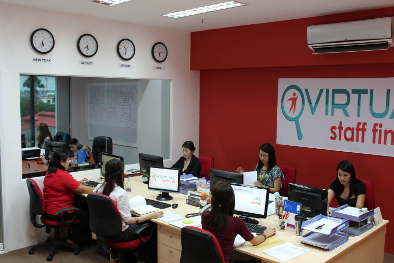 Virtual Staff Finder office in the Philippines with recruitment team at work, 2012